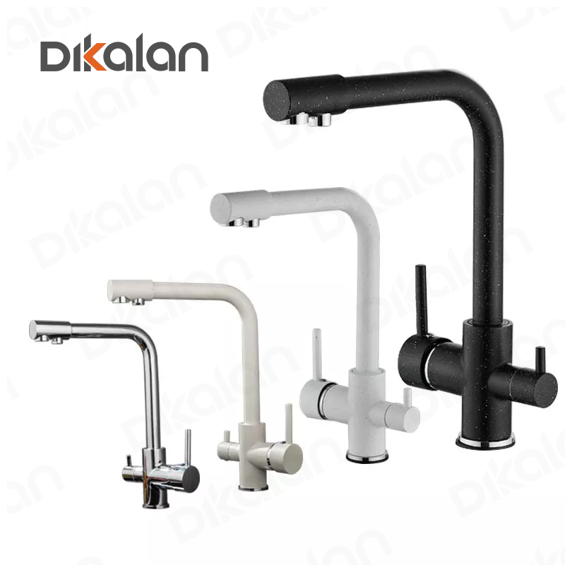 Kitchen Filtered Faucet Black with Dot Brass Purifier