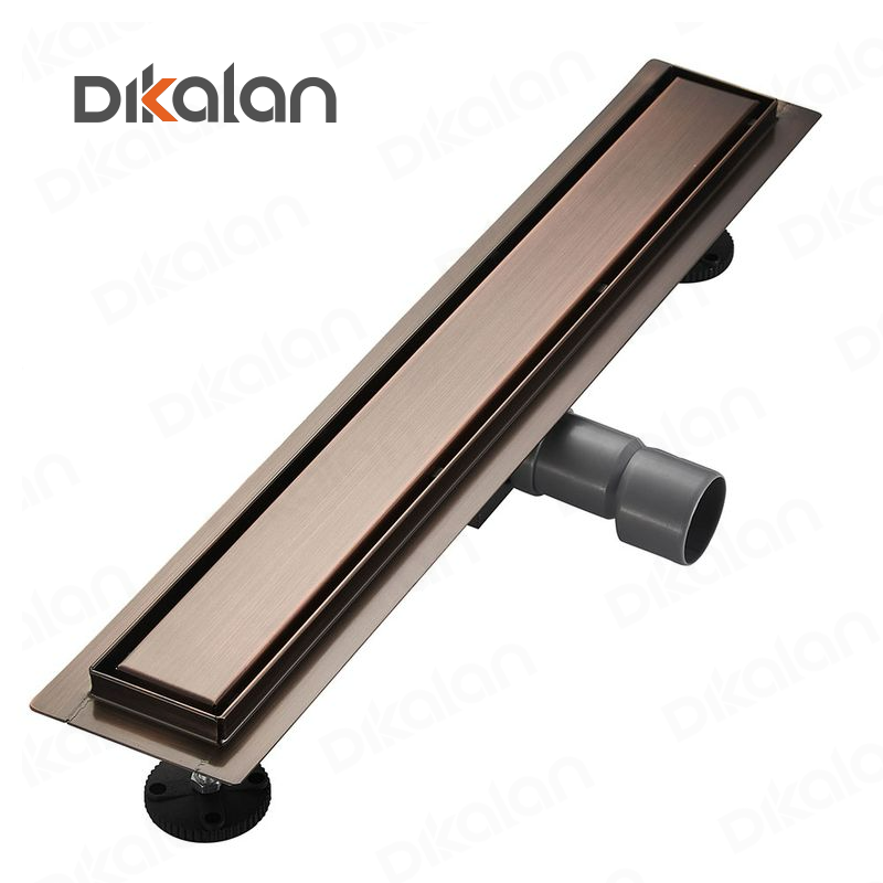 DIKALAN 12 Inch Linear Shower Drain Pipe with Tile Insert Detachable Hidden Cover SUS 304 Stainless Steel Rectangular Floor