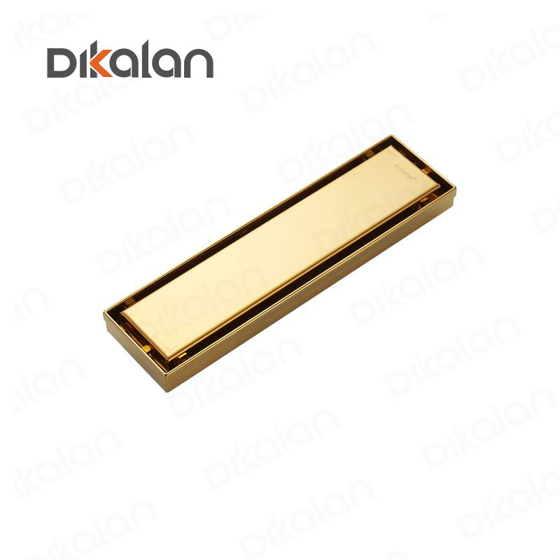 DIKALAN Rectangle Brushed Gold Stainless Steel 304 Bathroom Bath Toilet Shower Floor Trap Linear Drains Grating Covers